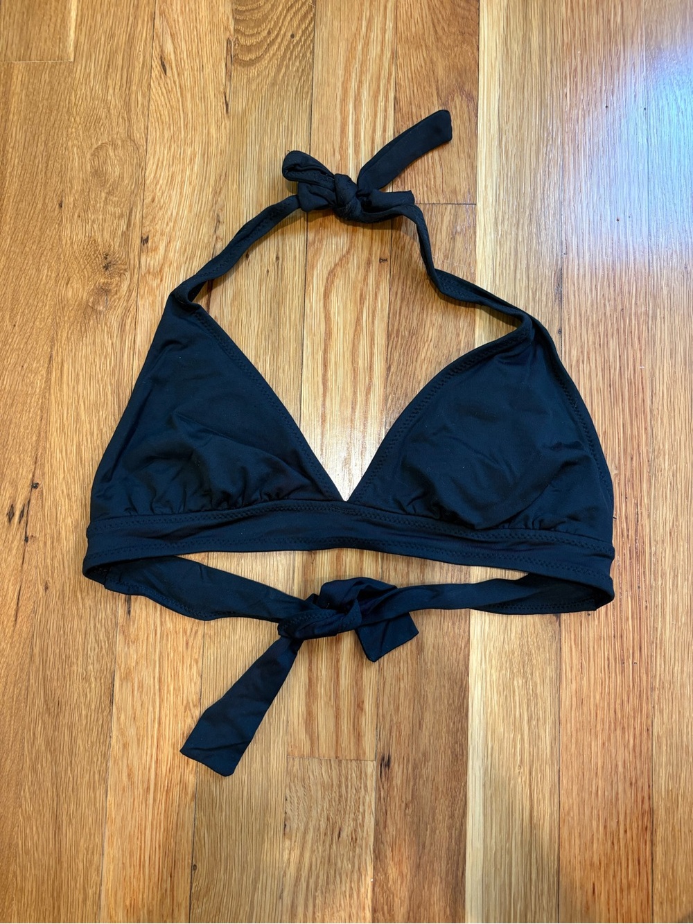 Old Navy Vintage Black Halter Triangle Bikini Top Tie Back